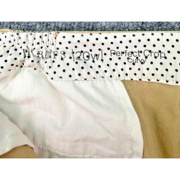 Talbots Perfect Crop Curvy Stretch Pants Plus Size 20W Khaki Cute 3 Button Hem - Picture 9 of 10